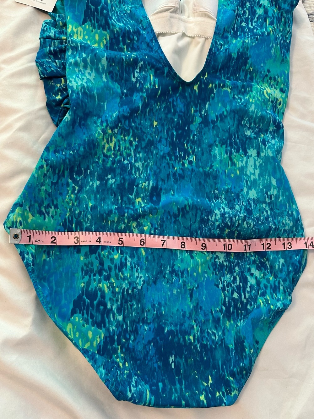 L.L. Bean Turquoise and Teal Patterned One-Piece Swimsuit - Picture 11 of 15